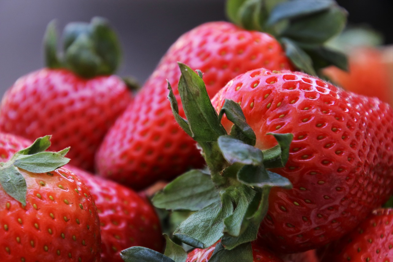 Strawberry seeds on the strawberry