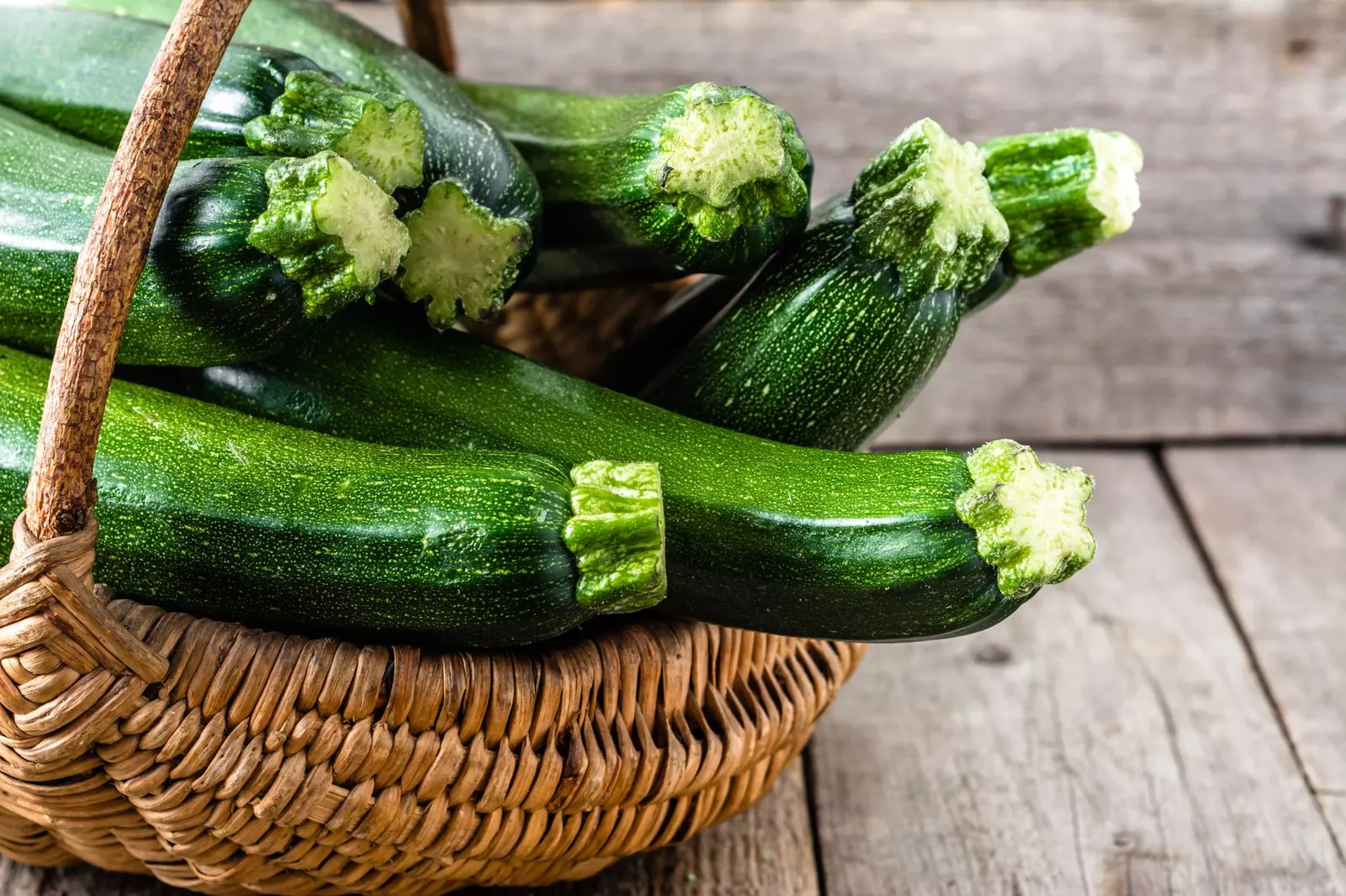 Zucchinis in a basket